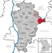 Mapa de Alemania, posición de Schiltberg destacada
