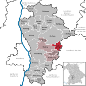 Mapa de Alemania, posición de Sielenbach destacada