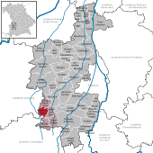 Mapa de Alemania, posición de Walkertshofen destacada