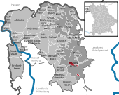 Mapa de Alemania, posición de Weibersbrunn destacada