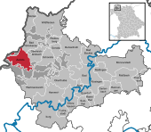Mapa de Alemania, posición de Zeitlofs destacada