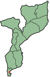 Localización de Maputo en Mozambique.