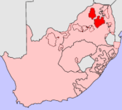 Situación geográfica de Lebowa (mapa político de Sudáfrica)