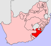 Situación geográfica de Transkei (mapa político de Sudáfrica)