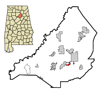 Blount County Alabama Incorporated and Unincorporated areas Allgood Highlighted.svg