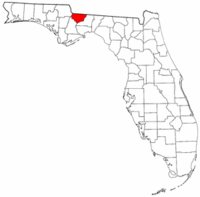 Mapa de Florida con el Condado de Gadsden resaltado