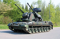 Gepard, sistema antiaéreo autopropulsado con cañones Oerlikon 35 mm.