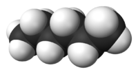 Space-filling model of the hexane molecule