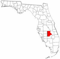 Mapa de Florida con el Condado de Highlands resaltado
