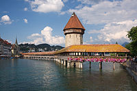 Kapellbrücke, puente de la capilla, en Lucerna