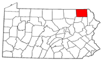 Mapa de Pennsylvania con el Condado de Susquehanna resaltado