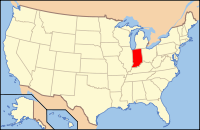 Mapa de los EE. UU. resaltando Indiana