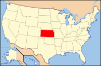 Mapa de los EE. UU. resaltando Kansas