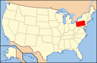 Mapa de los EE. UU. resaltando Pennsylvania
