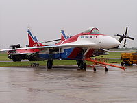 El MiG-29OVT expuesto en la Exhibición Aeroespacial Internacional (ILA) en 2006.