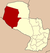 Localización del departamento de Departamento Boquerón en el mapa de Paraguay.