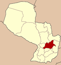 Localización del departamento de Departamento de Caaguazú en el mapa de Paraguay.