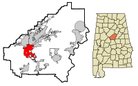 Shelby County Alabama Incorporated and Unincorporated areas Alabaster Highlighted.svg