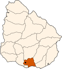 Localización del departamento de Canelones en el mapa de Uruguay.