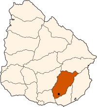 Localización del departamento de Lavalleja en el mapa de Uruguay.