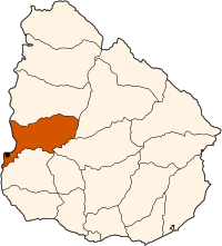 Localización del departamento de Río Negro en el mapa de Uruguay.