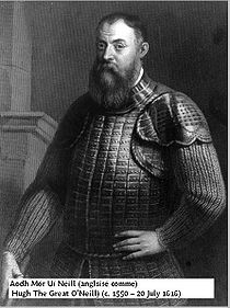 Aodh Mór Uî Néill (anglicisé comme) Hugh The Great O'Neill) (c. 1550 – 20 July 1616).JPG