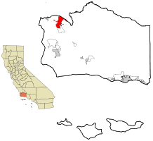 Ubicación en el Condado de Santa Bárbara y el estado de California