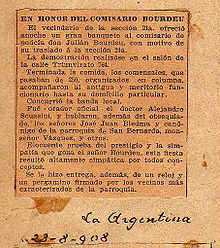 Acto por pase Bourdeu de 21a. a 24a.-La Argentina-23-08-1908.jpg