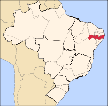 Mapa de Brasil highlighting the state