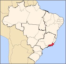 Mapa resaltando el estado de Rio de Janeiro