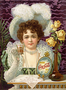 La modelo Hilda Clark cerca de 1890 publicitando la bebida Coca-Cola.