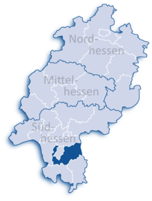 Lage des Landkreises Darmstadt-Dieburg in Hessen