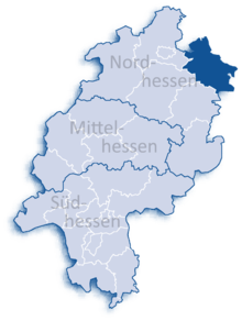 Lage des Werra-Meißner-Kreises in Hessen