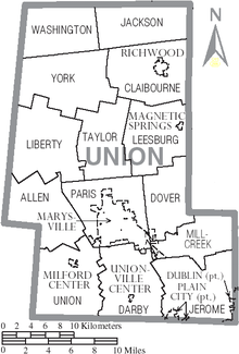 Map of Union County Ohio With Municipal and Township Labels.PNG