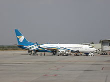 Oman Air aircraft at Bengaluru International Airport.JPG
