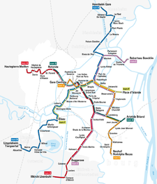 Strasbourg - Straßenbahn - Netzplan.png