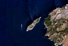 Fotografía de satélite de la isla de la Dragonera.