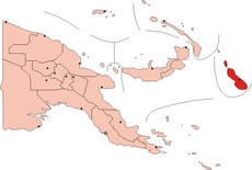 Ubicación de Bougainville (color rojo) en Papúa Nueva Guinea