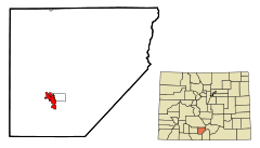 Ubicación en el condado de Alamosa en ColoradoUbicación de Colorado en EE. UU.