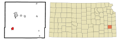 Ubicación en el condado de Allen en KansasUbicación de Kansas en EE. UU.