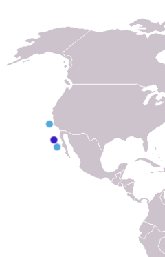 Azul: colonias de cría; celeste: otras colonias.