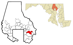 Ubicación en el condado de Baltimore en MarylandUbicación de Maryland en EE. UU.