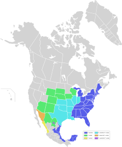 Distribución de las cuatro especies de Terrapene.