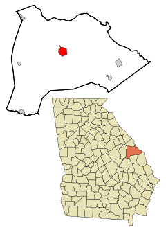 Burke County Georgia Incorporated and Unincorporated areas Waynesboro Highlighted.svg