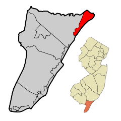 Ubicación en el condado de Cape May en Nueva JerseyUbicación de Nueva Jersey en EE. UU.