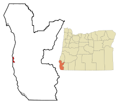 Ubicación en el condado de Curry en el estado de Oregón Ubicación de Oregón en EE. UU.