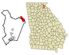 Habersham County Georgia Incorporated and Unincorporated areas Tallulah Falls Highlighted.svg