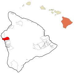 Hawaii County Hawaii Incorporated and Unincorporated areas Kailua Highlighted.svg