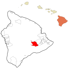 Hawaii County Hawaii Incorporated and Unincorporated areas Volcano Highlighted.svg