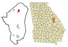 Jefferson County Georgia Incorporated and Unincorporated areas Wrens Highlighted.svg